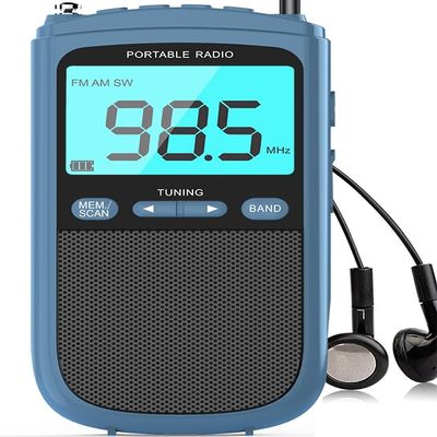 Portable AM/FM/SW Radio with Best Reception,900mAh Walkman with LCD Display, Headphones,Pocket Radio Rechargeable Battery,Digital Tuner and Presets for Walking