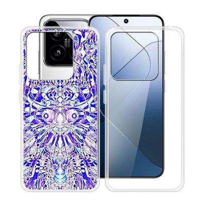 ZXLZKQ Phone Case for Xiaomi 14 (6.36"), 2 Pack Ultra-Thin Silicone Shell, [Anti-Yellowing X Shockproof] Soft TPU Clear Cover for Xiaomi 14 - Clear + Mirror Image