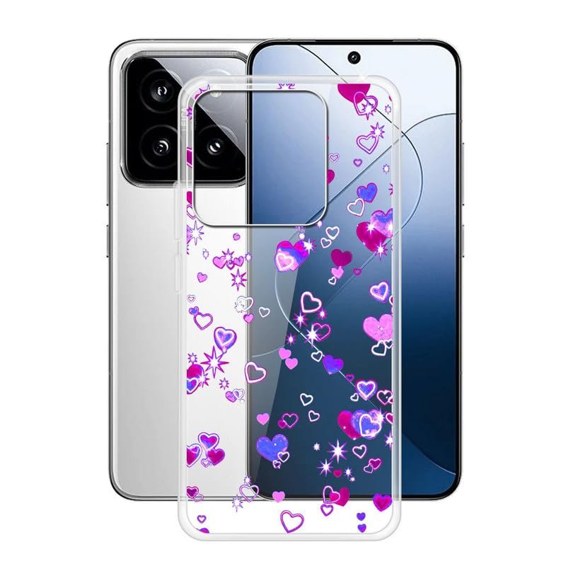 ZXLZKQ Phone Case for Xiaomi 14 (6.36"), Clear TPU Soft Silicone Cover [Ultra-Thin X Anti Yellow] Shockproof Anti-Drop Protective Shell Cover for Xiaomi 14 - Love Bubble