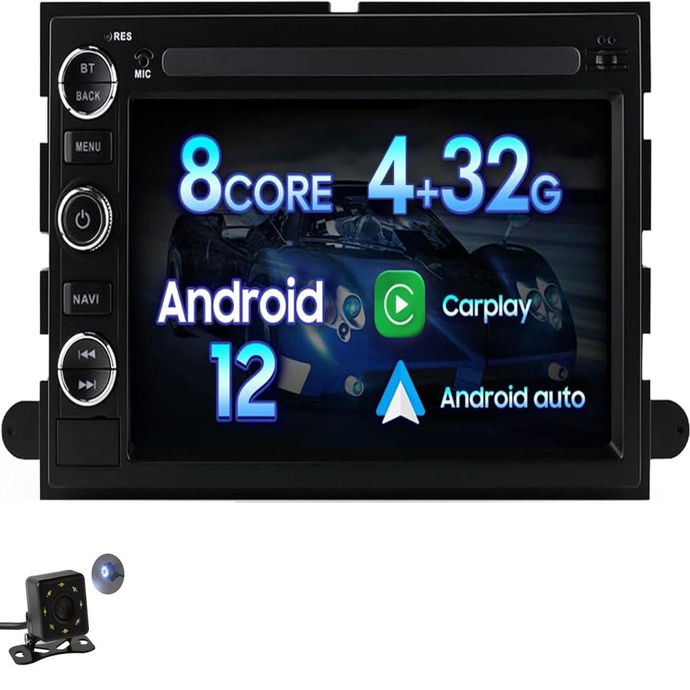 VISRACK Car Stereo Radio Fit for Ford F150 F250 F350 etc. Android GPS Navigation Compatible with Carplay, Android Auto, SWC, DSP, Bluetooth, Cooling Fan, Octa Core 4+32GB, 720P AHD Camera