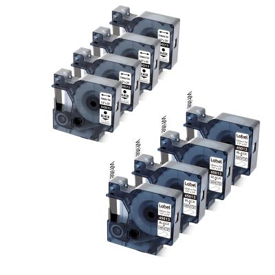 4 Pack Clear + 4 Pack White Compatible with DYMO D1 Label Tape 12mm 0.47" Work with DYMO LabelManager 160 210D 420P PnP 220P 360D 450 210D Dymo ColorPOP