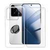 ZXLZKQ Clear Case for Xiaomi 14 (6.36") with 1 x Tempered Glass +360 Cell Phone Metal Ring Holder, Slim Soft Silicone Military Grade Shockproof TPU Cover for Xiaomi 14 view 1