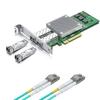 2 Pack 10Gbase-SR Modules with 10Gb SFP+ PCI-E NIC and 2M OM3 LC to LC Fiber Patch Cable, 10G MultiMode SFP+ LC Fiber Transceiver, Broadcom BCM57810S Network Card, Dual SFP+ Ports, PCI Express X8 view 1