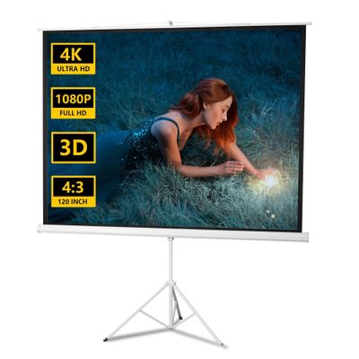 Projector Screen with Stand 120" - Projection Screen Pull Down, Outdoor Projection Screen,Portable Projector Screen 4:3, for Home Backyard Theater Cinema Meeting, Wrinkle-Free