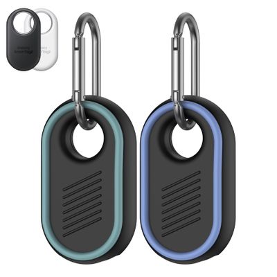 [2 Pack] Compatible for Galaxy SmartTag2, Silicone Case for Smart Tag 2 Holder, Full Protection Anti-Lost and Drop With Key Ring for Bags, Luggage, Pet