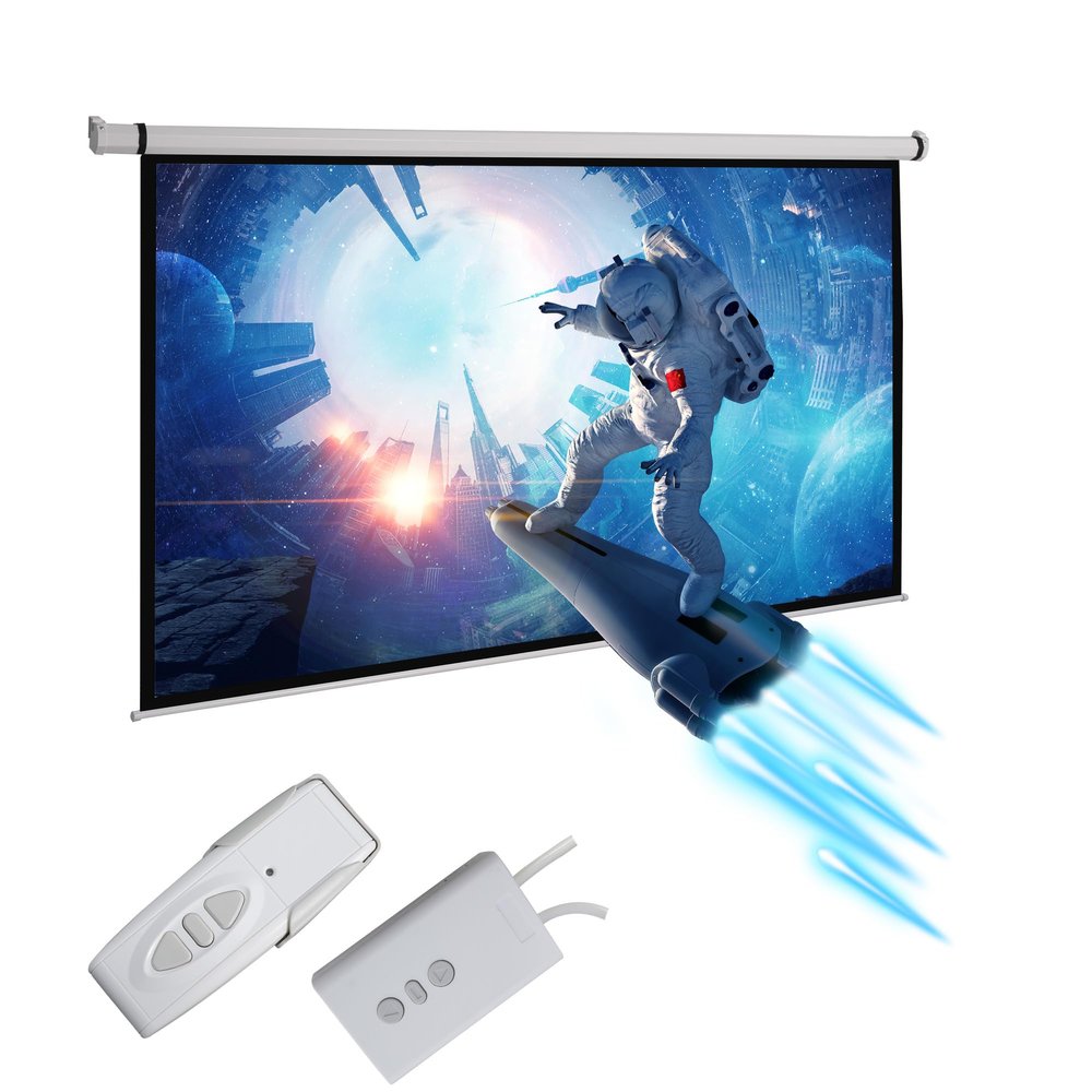 100" Motorized Projector Screen,Outdoor Indoor Projector Screen with Remote Control,16:9 Electric Projector Screen,for Home Theater Office Classroom