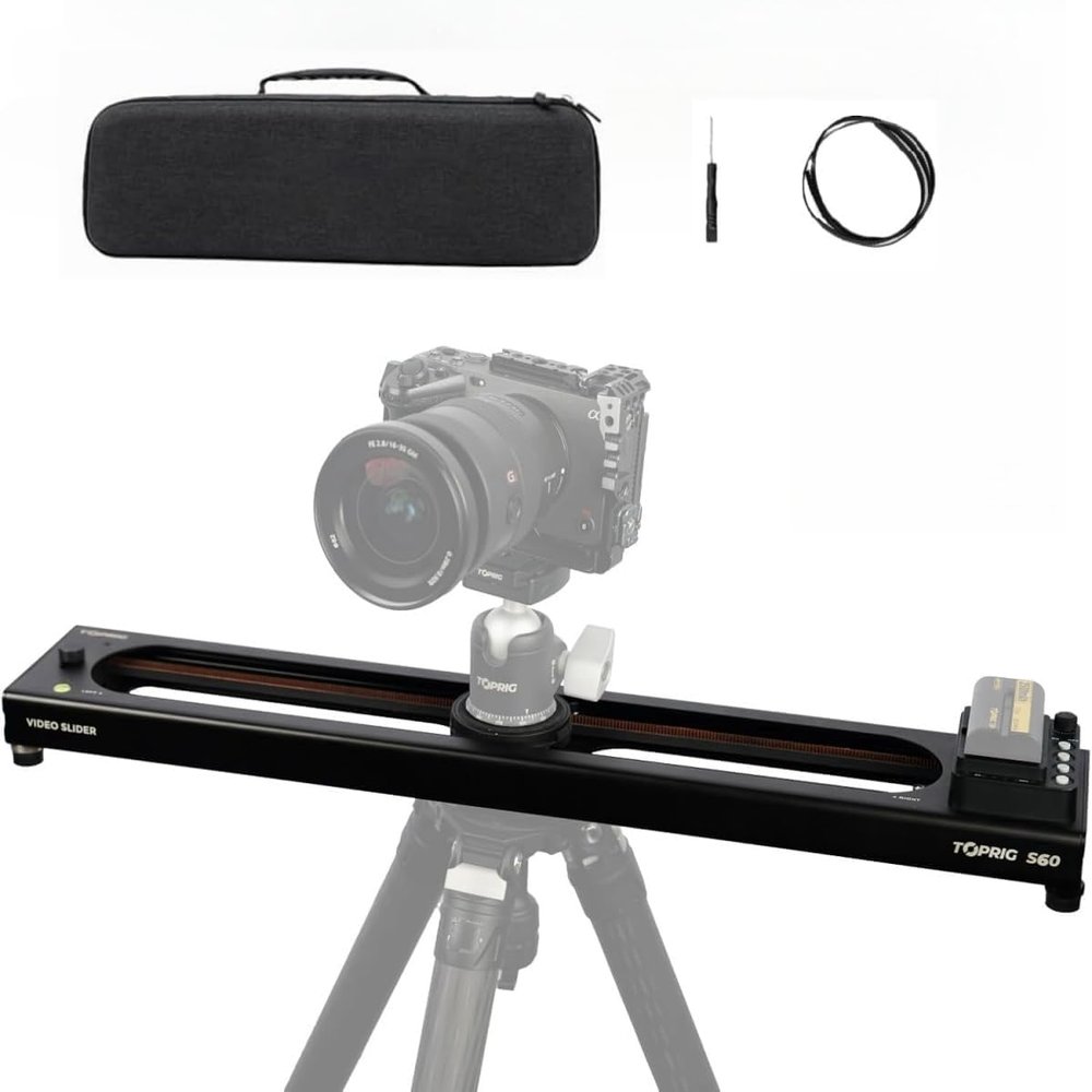 Toprig S60 Motorized Camera Slider by Accsoon Adjustable 24''/60cm 120 Panoramic Shooting Horizontally Camera Slider Support IME Lapse Photography, Compatible with Gopro DSLR Camera