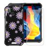 ZXLZKQ Black Soft TPU Bumper Phone Case for Oukitel WP32 (5.93") with 1 X Tempered Glass Screen Protector, Slim Silicone Shockproof Cover for Oukitel WP32 - Purple Flower view 1