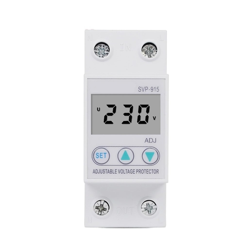 RWRAPS Manual Adjustable Circuit Voltage Protector Breaker 40A Over Under Voltage Relay with Volt Meter