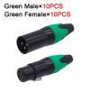 20Pcs/10Sets XLR Connector Black Silvery Audio Plug Microphone Plug 3pin Speaker Connector Male & Female Colour Mic Connectors(10xM 10xF-Green-B) view 2