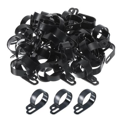 MECCANIXITY R-Type Cable Clamps, 30mm 1.18 Inch Cable Clip Cable Organizer Cord Clips Black for Wire Management, Pack of 100