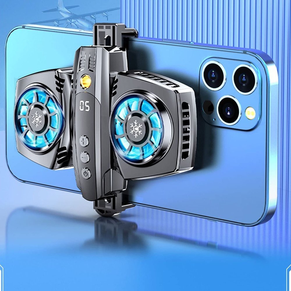 Diyeeni Dual Core Semiconductor Cooling Fan, Low Noise Mobile Phonefor Games Live Streaming with Powerful Wind Supply