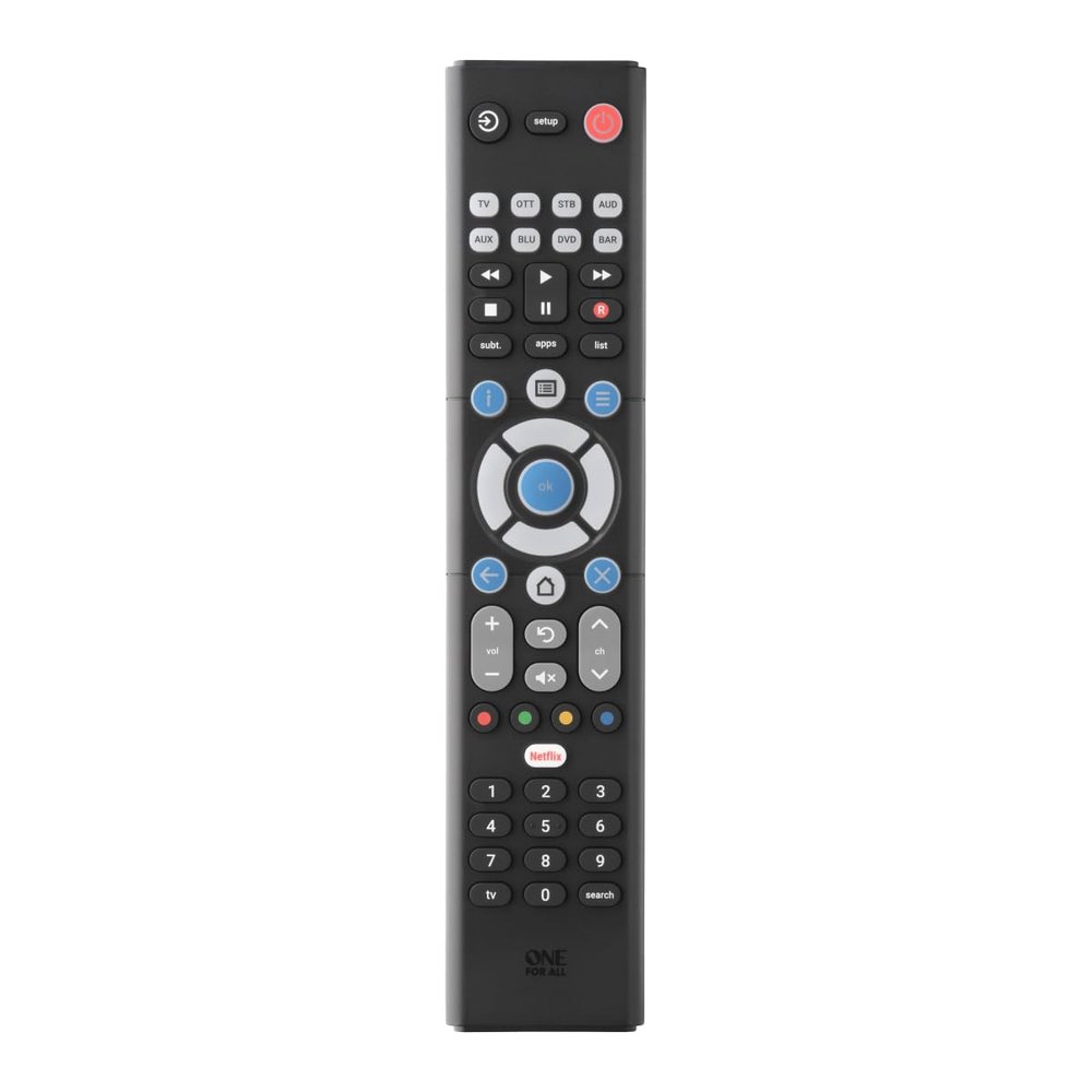 One For All Essence 8 Remote Control Audio, DVD/Blu-Ray, Game, W129172508 (Audio, DVD/Blu-Ray, Game Console, Media Player, Pc, Soundbar Speaker, Tv Press Buttons)