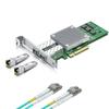 2 Pack 10Gbase-T Modules with 10Gb SFP+ PCI-E NIC and 2M OM3 LC to LC Fiber Patch Cable, 10G MultiMode SFP+ RJ45 Fiber Transceiver, Broadcom BCM57810S Network Card, Dual SFP+ Ports, PCI Express X8 view 1