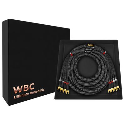 WORLDS BEST CABLES 10 Foot Ultimate - 9 AWG - Ultra-Pure OFC - Premium Audiophile HiFi Single Bi-Amp Speaker Cable for Center Channel with Eminence Spade Plugs & Carbon Tweed Jacket