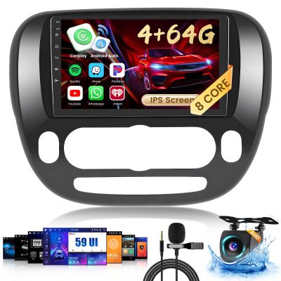 Inefala 8-Core 4+64G Android 15 Car Stereo Screen for Kia Soul 2014-2017(Manual A/C) Radio Upgrade, 9'' Touch Screen with Wireless CarPlay Android Auto, Mirror Link, GPS Navigation, AHD Backup Camera