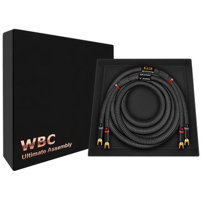 WORLDS BEST CABLES 3 Foot Ultimate - 7 AWG - Ultra-Pure OFC - Premium Audiophile HiFi Single Speaker Cable for Center Channel with Eminence Spade Plugs & Carbon Tweed Jacket