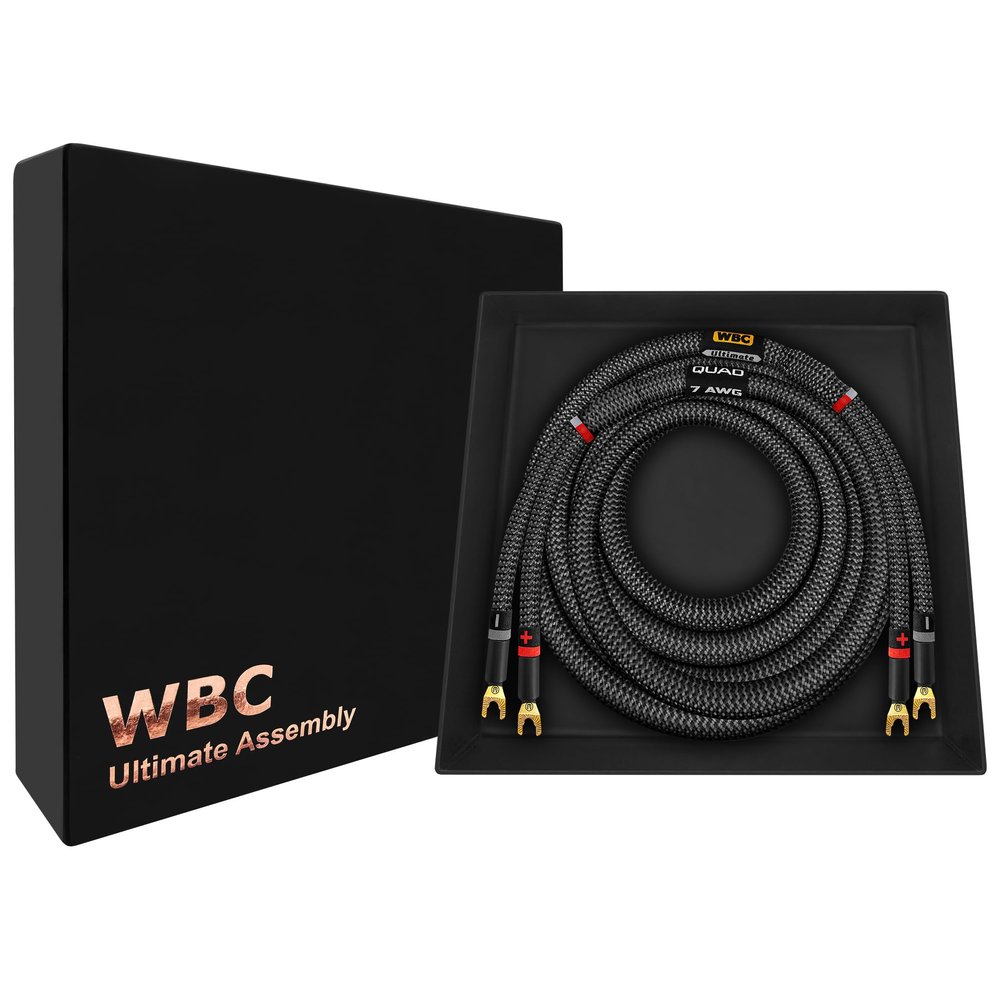 WORLDS BEST CABLES 3 Foot Ultimate - 7 AWG - Ultra-Pure OFC - Premium Audiophile HiFi Single Speaker Cable for Center Channel with Eminence Spade Plugs & Carbon Tweed Jacket