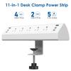 Desk Clamp Power Strip USB C,75W Total Fast Charging Station,45W and 30W USB-C Ports,Desk Edge Mount Power Strip 6-USB Ports,5 AC Outlets Tabletop Surge Protector,Fit 1.6" Tabletop Edge,White view 2