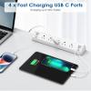 Desk Clamp Power Strip USB C,75W Total Fast Charging Station,45W and 30W USB-C Ports,Desk Edge Mount Power Strip 6-USB Ports,5 AC Outlets Tabletop Surge Protector,Fit 1.6" Tabletop Edge,White view 4