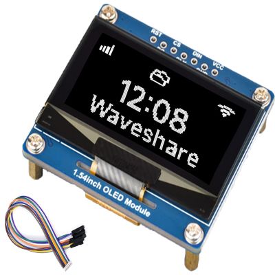 waveshare 1.54inch OLED Display Module 12864 Resolution Compatible with Raspberry Pi/forArduino/ STM32/ ESP32/ Jetson Nano, etc. SSD1309 Driver Chip, SPI / I2C Communication, White Display Color