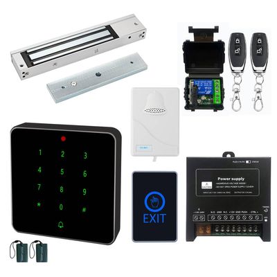 Door Access Control System Waterproof NFC RFID Keypad 600lb Electric Magnetic Door Lock Kit with Touch Exit Button Doorbell Chime and Remote Control