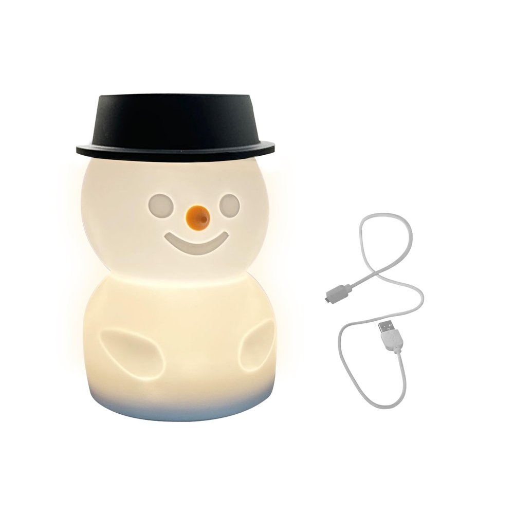 MiOYOOW Snowman Nightlight, Rechargeable Bedside Lamp Cute Tap Nursery Ambience Light for Men Women
