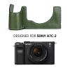 MUZIRI KINOKOO Protective Camera Case for Sony A7C II/A7C2/A7CM2/A7CR, Retro Genuine Leather Half Case for Sony Alpha 7C II/Alpha 7CR Camera with Hand Grip and Opening Bottom Design - Green view 2
