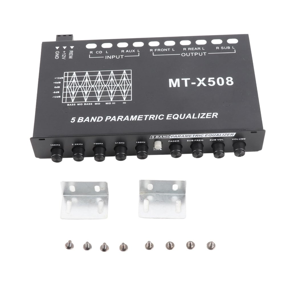 Acouto Car Audio Equalizer Automotive Accessories Black Adjustable 5 Bands EQ Car Amplifier Graphic Equalizer Auto Stereo Equalizer Digital Display Car Stereo Equalizer Booster Amplifier