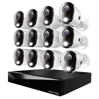 Night Owl 2-Way Audio 20 Channel DVR Video Home Security Camera System with (12) Wired 4K HD Indoor/Outdoor Deterrence Cameras and 2TB Hard Drive (Add up to 4 Wi-Fi Cameras) (12 Camera)