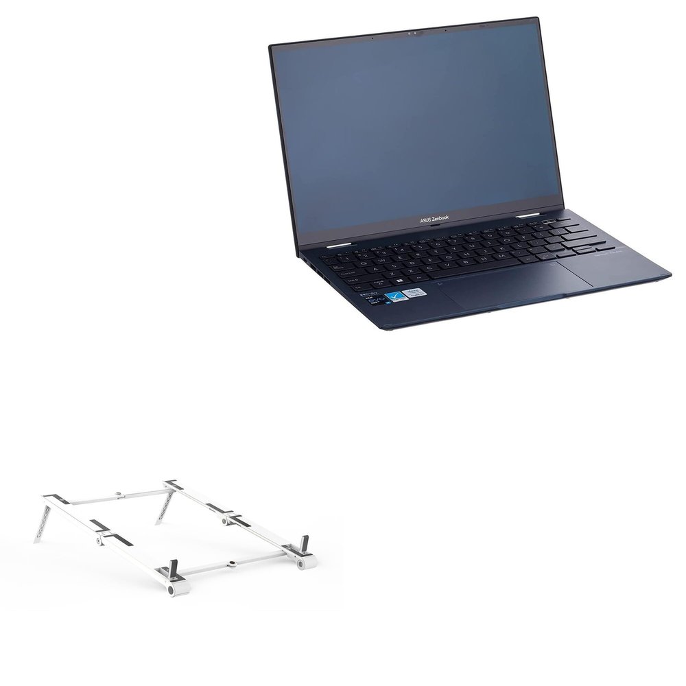 BoxWave Stand and Mount Compatible with ASUS Zenbook S 13 Flip OLED (UP5302) - Pocket Aluminum Stand 3-in-1, Portable Multi Angle Viewing Riser - Metallic Silver