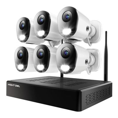 Night Owl 10 Channel Bluetooth Video Home Security Camera System with (6) Plug-in Wi-Fi 4K HD Indoor/Outdoor Spotlight Cameras with 2-Way Audio and 1TB Hard Drive (Expandable up to 10 Cameras)