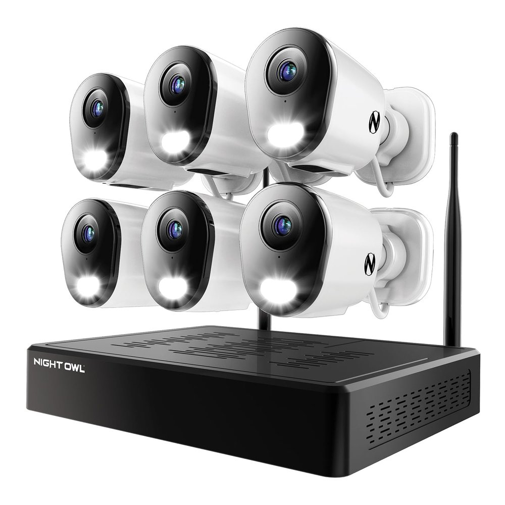 Night Owl 10 Channel Bluetooth Video Home Security Camera System with (6) Plug-in Wi-Fi 4K HD Indoor/Outdoor Spotlight Cameras with 2-Way Audio and 1TB Hard Drive (Expandable up to 10 Cameras)