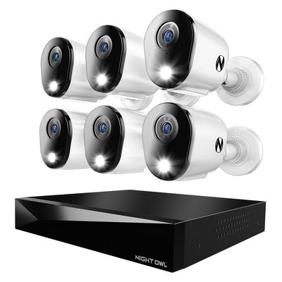 Night Owl 2-Way Audio 12 Channel DVR Video Home Security Camera System with (6) Wired 4K HD Indoor/Outdoor Deterrence Cameras and 2TB Hard Drive (Add up to 4 Wi-Fi Cameras) (6 Camera)
