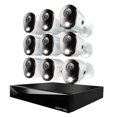 Night Owl 2-Way Audio 20 Channel DVR Video Home Security Camera System with (9) Wired 4K HD Indoor/Outdoor Deterrence Cameras and 2TB Hard Drive (Add up to 4 Wi-Fi Cameras) (9 Camera)
