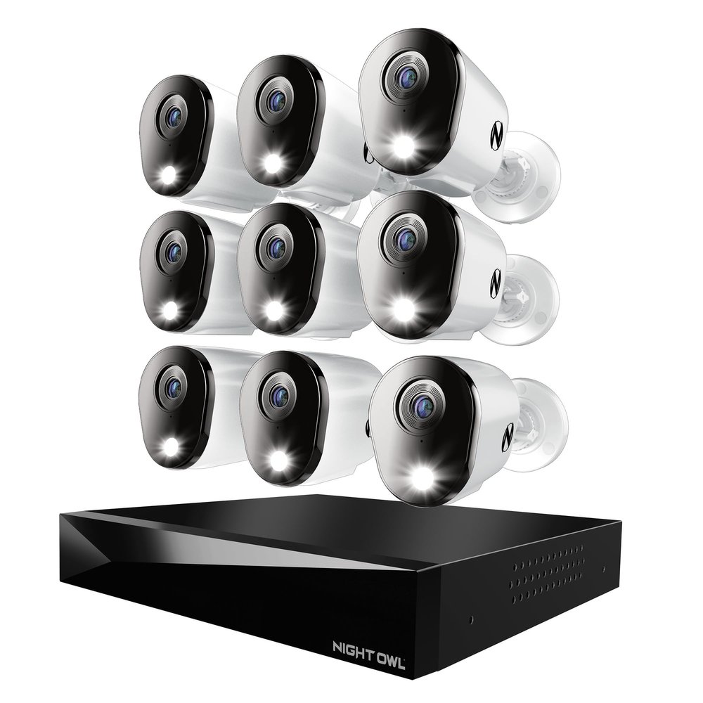 Night Owl 2-Way Audio 20 Channel DVR Video Home Security Camera System with (9) Wired 4K HD Indoor/Outdoor Deterrence Cameras and 2TB Hard Drive (Add up to 4 Wi-Fi Cameras) (9 Camera)