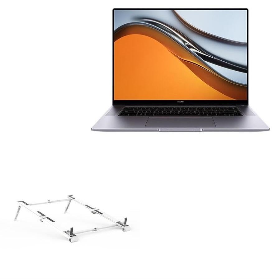 BoxWave Stand and Mount Compatible with Huawei MateBook 16 (16 in) - Pocket Aluminum Stand 3-in-1, Portable Multi Angle Viewing Riser - Metallic Silver