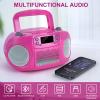 hPlay GC09 Kids Boombox, CD Player, Bluetooth connectivity for Smartphones, AUX, USB, Radio and MP3 connectivity, Sing Along Function, USB Power Adapter Included (Microphone not Included)- Pink view 2