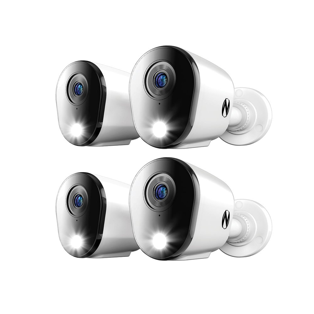 Night Owl Add On Wired 4K HD Indoor/Outdoor Deterrence Cameras with 2-Way Audio (4-Pack) (Requires Compatible DVR - Sold Separately) (4 Camera)