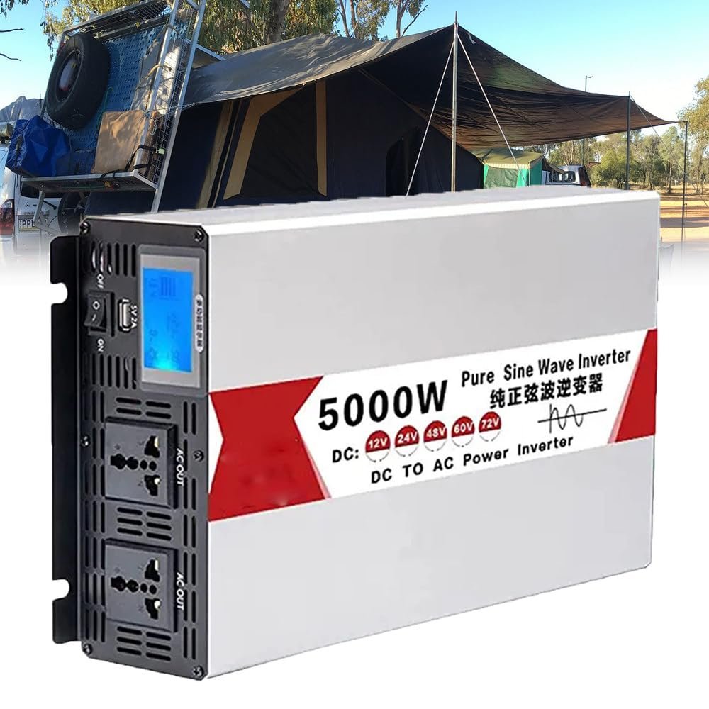 12V/24V/48V/60V to 110V/220V, 2500W/5000W Pure Sine Wave Voltage Converter, Power Inverter with Led Display, Suitable for Solar System, Rv, Truck, Camper,48V-to110V