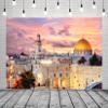 BELECO 12x10ft Fabric Jerusalem Old City at Sunset Backdrop Israel Cityscape, Western Wall, Temple Mount, Dome of The Rock, Religious Building Bethlehem Background Backdrop Home Decor Photo Props view 2