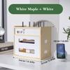 Wooden Router Shelf, Desktop WiFi Router Storage Box Modem Rack, Power Router Fences Standing Shelf Units, Cable Management Hider Box Organizer for Office and Home (White Maple) view 3