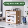 Wooden Router Shelf, Desktop WiFi Router Storage Box Modem Rack, Power Router Fences Standing Shelf Units, Cable Management Hider Box Organizer for Office and Home (Cherry Wood) view 2