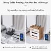 Wooden Router Shelf, Desktop WiFi Router Storage Box Modem Rack, Power Router Fences Standing Shelf Units, Cable Management Hider Box Organizer for Office and Home (Cherry Wood) view 4