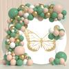 OERJU Round Butterfly Backdrop Cover Butterfly Circle Backdrop Cover White and Gold Butterfly Photo Background for Girls Women Princess Birthday Baby Shower Party Decorations Photo Studio Props 7.5ft view 4
