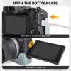 MUZIRI KINOKOO EOS R50 Case, Retro Style Genuine Leather Camera Case for Canon EOS R50, Hand Grip, Tripod Attachable, Blue view 4