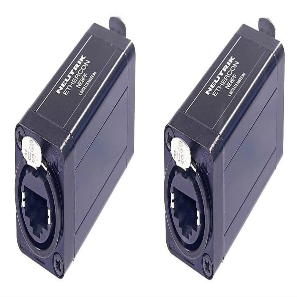(2 Pack) NEUTRIK NE8FF CAT5/6 Feed-Thru Ethercon Coupler + Compatible w/All RJ45's