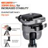 Fotopro 65" Carbon Fiber Travel Tripod, Professional Heavy Duty Tripod with Super Large Ball Head Flip Lock Max Load 22lbs, wih Monopod Phone Clip, X-AIRFLY Max Grey view 3
