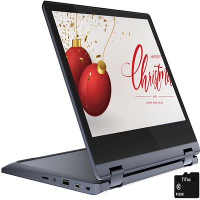Lenovo 2022 Chromebook Flex 3 11" 2-in-1 Convertible Laptop, 11.6-Inch HD Touch Screen, MediaTek MT8183 Octa-Core Processor, 4GB RAM, 64GB eMMC, Webcam, USB Type C, Chrome OS, TiTac Accessory (Renewed)