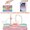 360 Rotation Case for Galaxy Tab A9+ A9 Plus 11'' 2023 SM-X210/X215/X216with Shoulder Strap Rotatable Kickstand/Handle Rugged Silicone Child Protective CoverColorful Pink view 2